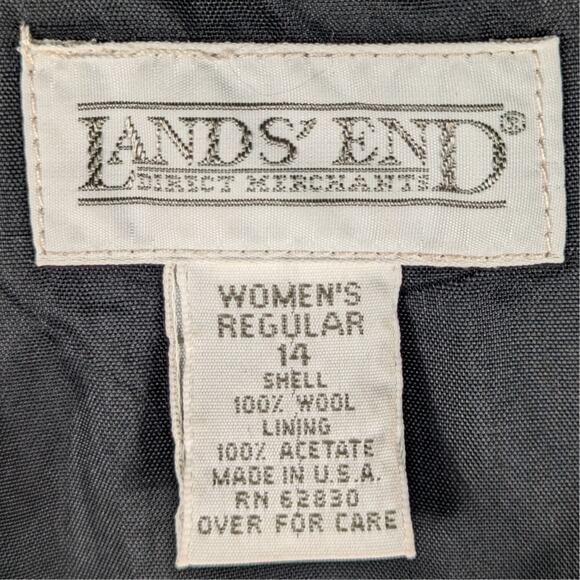 Lands' End Womens 14 Wool Skirt Gray Lined Midi Made in USA Classic Pleated - Picture 4 of 4